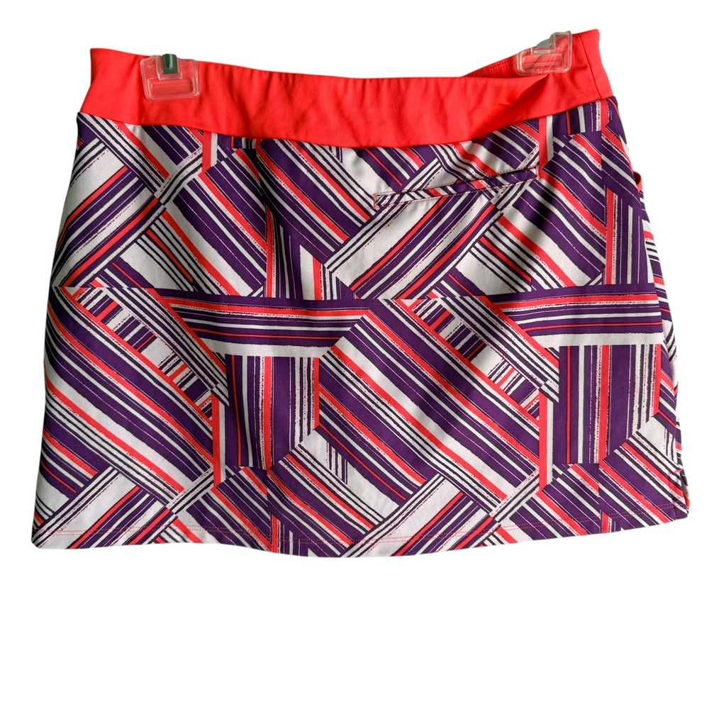 ADIDAS Golf Tennis Tween Bright Multicolor Geometric Stripe Girls Skort, XL - Picture 2 of 7